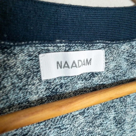 Naadam V-Neck Cardigan Cashmere blend Blue Trim Womens Small - Picture 4 of 7